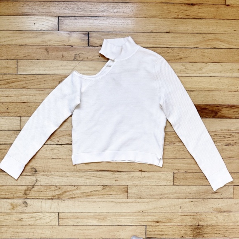 Abercrombie & Fitch LuxeLoft Cutout Slim Mockneck Sweater White Size Small